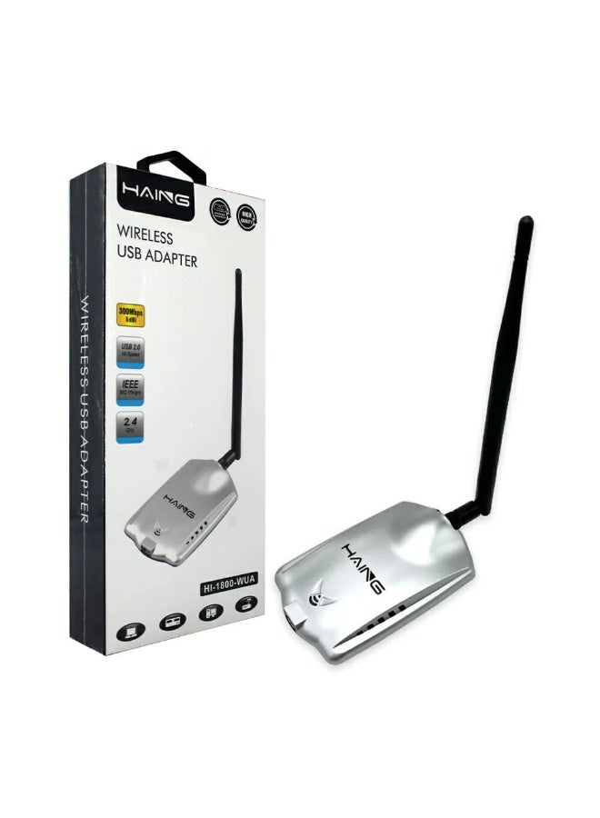 Haing HI-1800-WUA Wireless USB Adapter 300Mbps | 2.4GHz | High Gain Antenna | USB 2.0 - Image 1